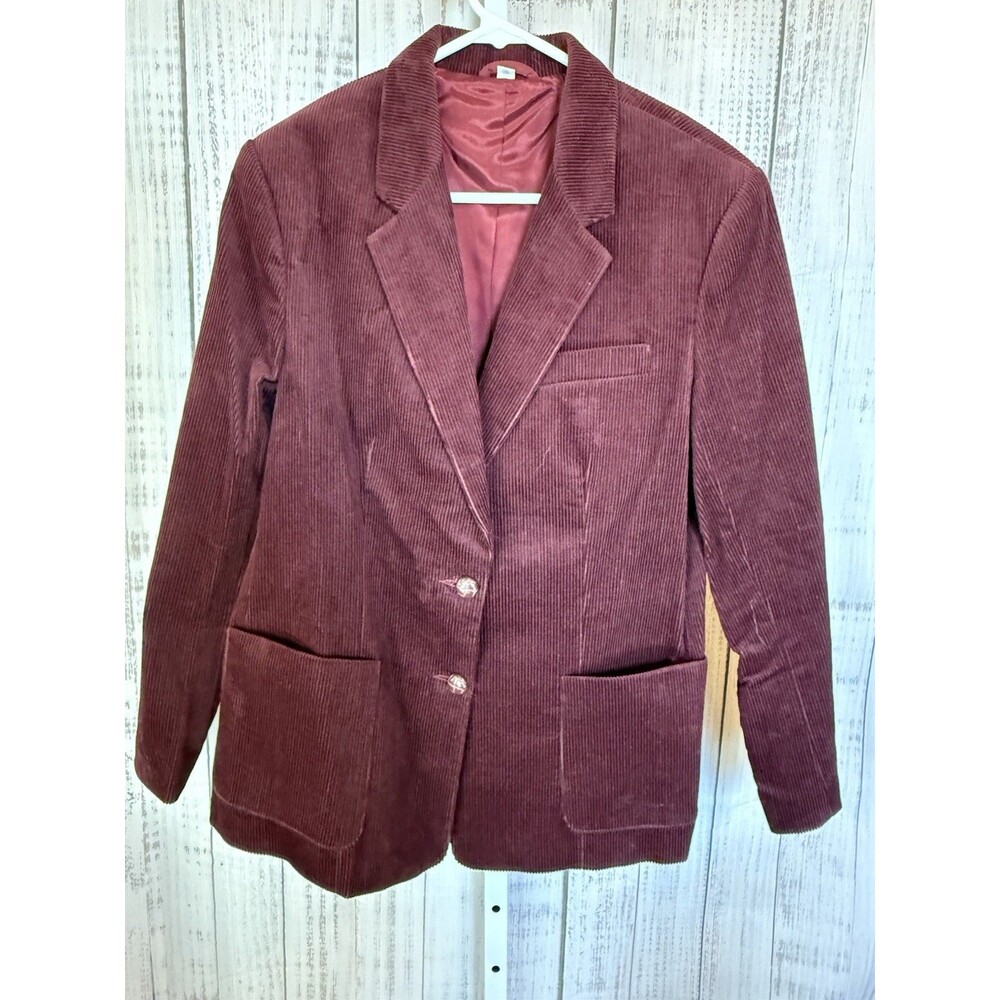 Vintage The Fashion Place Women’s Blazer Size 16 Burgundy Corduroy New